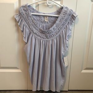 NWT Free People Ruffle Short Sleeve Top Large